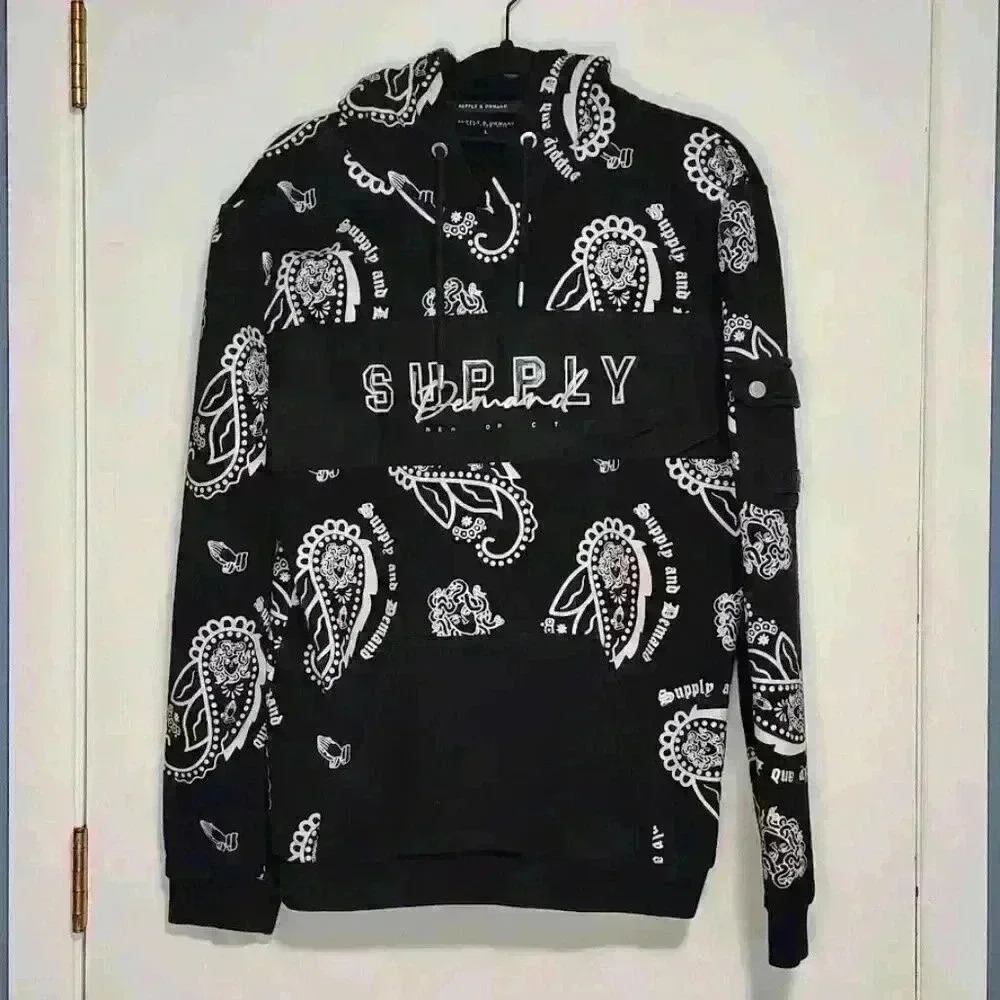 Supply & Demand Unisex New York City Black & White Hoodie‎ Size Large